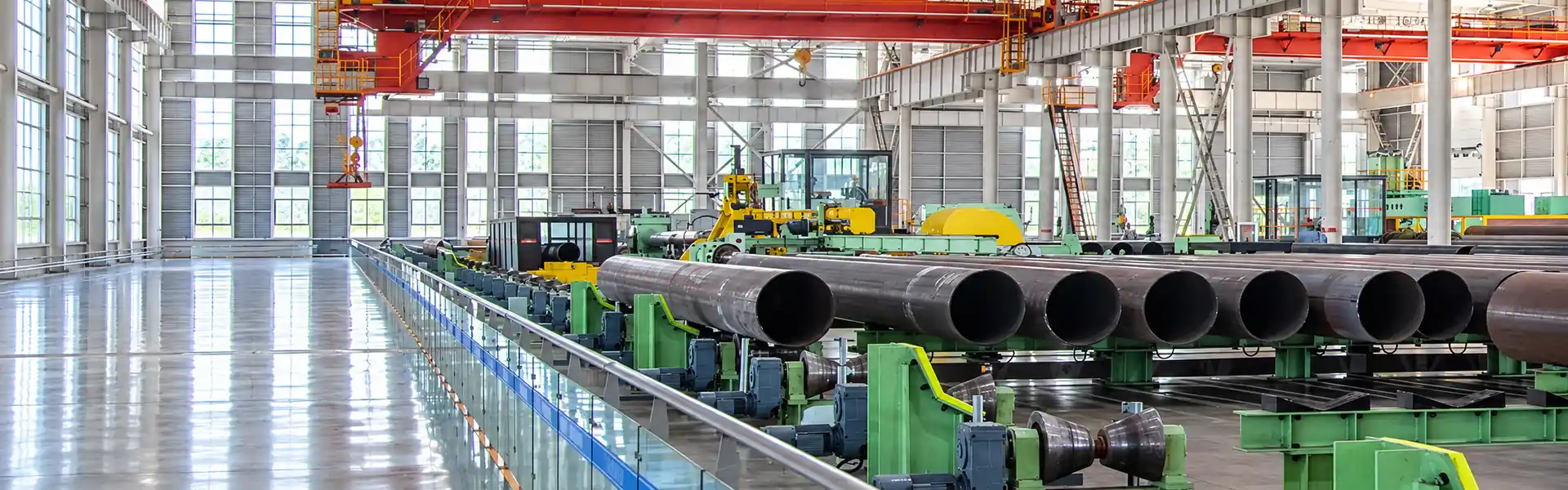 Steel pipe production line inside the YiZeng workshop