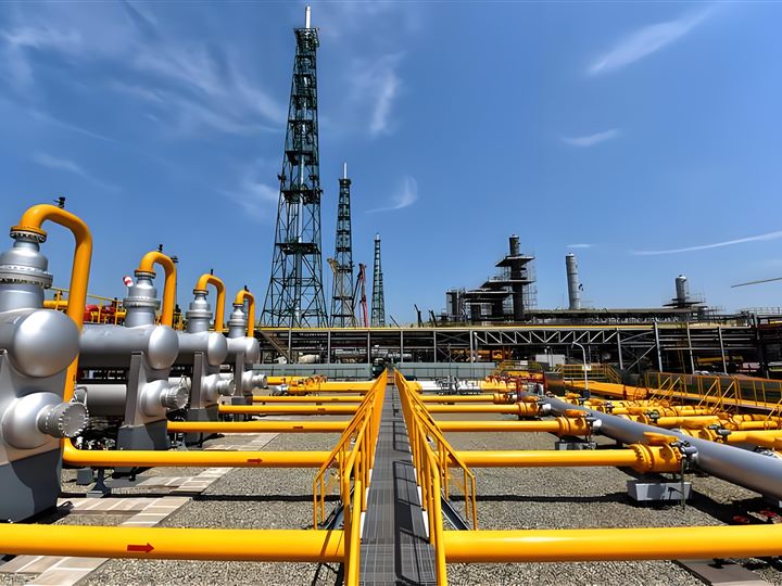 Steel piping in an oil and gas facility